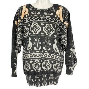 Vtg 80s Spree Intl Metallic Sequined Sweater S Shoulder Pad Statement Retro Glam
